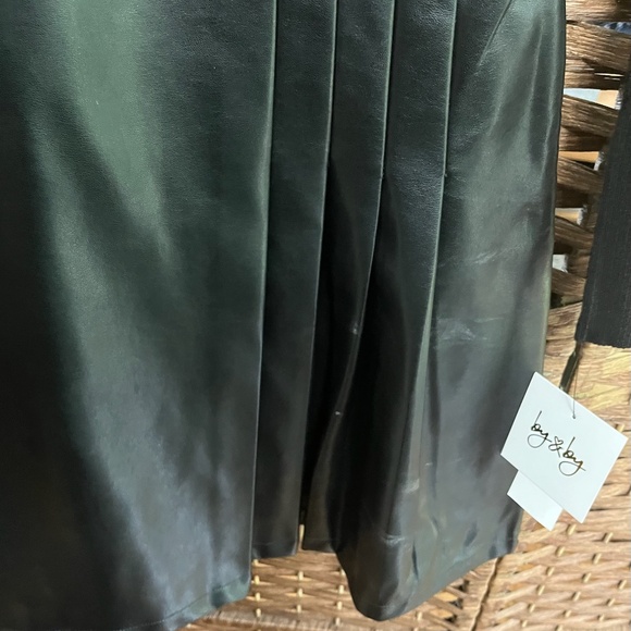 NWT By &By Womens Long Sleeve Black Pleather skirt dress Size M - Picture 7 of 9